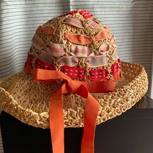 cute straw hat with ribbons